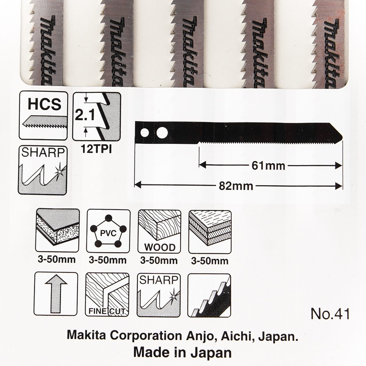 ใบเลื่อยจิกซอ NO.41 (5ใบ/1PAC) A-85880