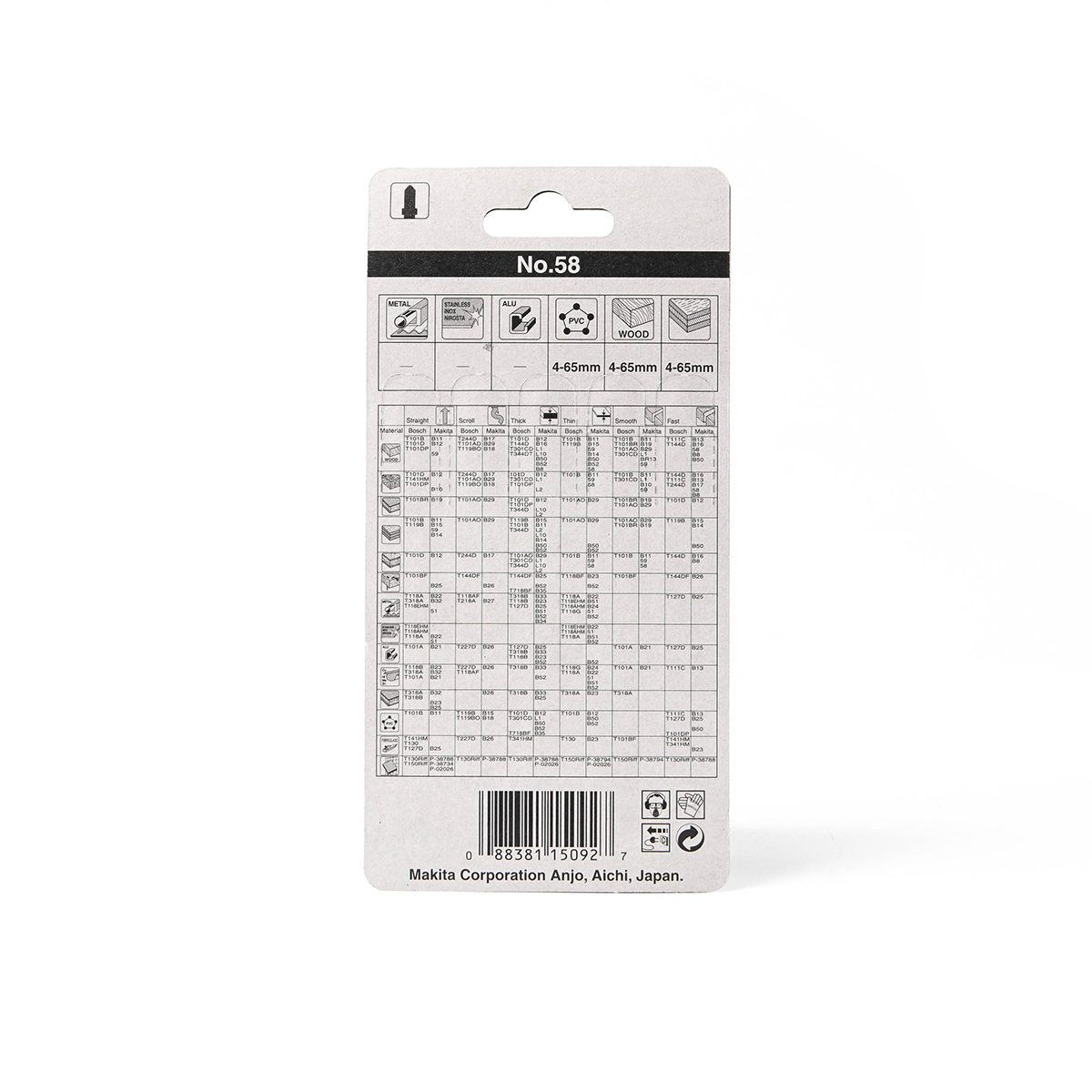 ใบเลื่อยจิกซอ NO.58 (5ใบ/1PAC) A-86577