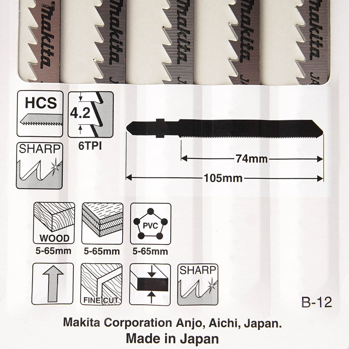 ใบเลื่อยจิกซอ B-12 (5ใบ/1PAC) A-85640