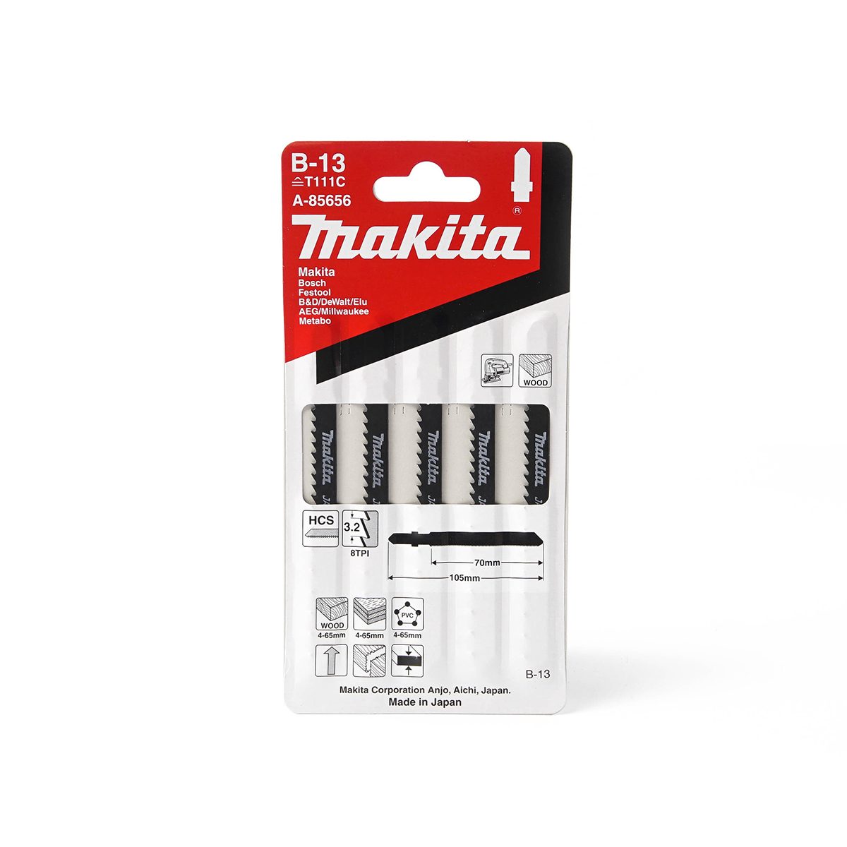 ใบเลื่อยจิกซอ B-13 (5ใบ/1PAC) A-85656