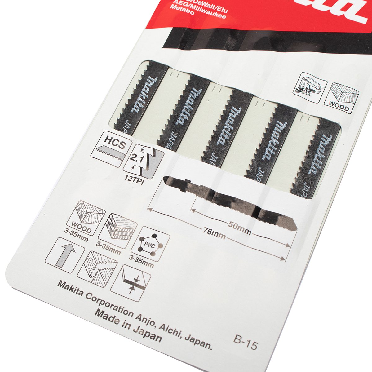 ใบเลื่อยจิกซอ B-15 (5ใบ/1PAC) A-85678