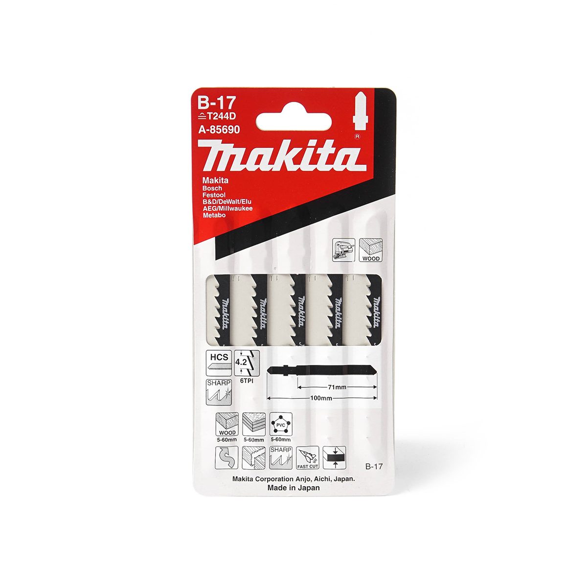 ใบเลื่อยจิกซอ B-17 (5ใบ/1PAC) A-85690