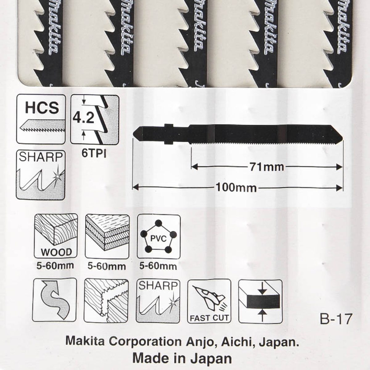 ใบเลื่อยจิกซอ B-17 (5ใบ/1PAC) A-85690