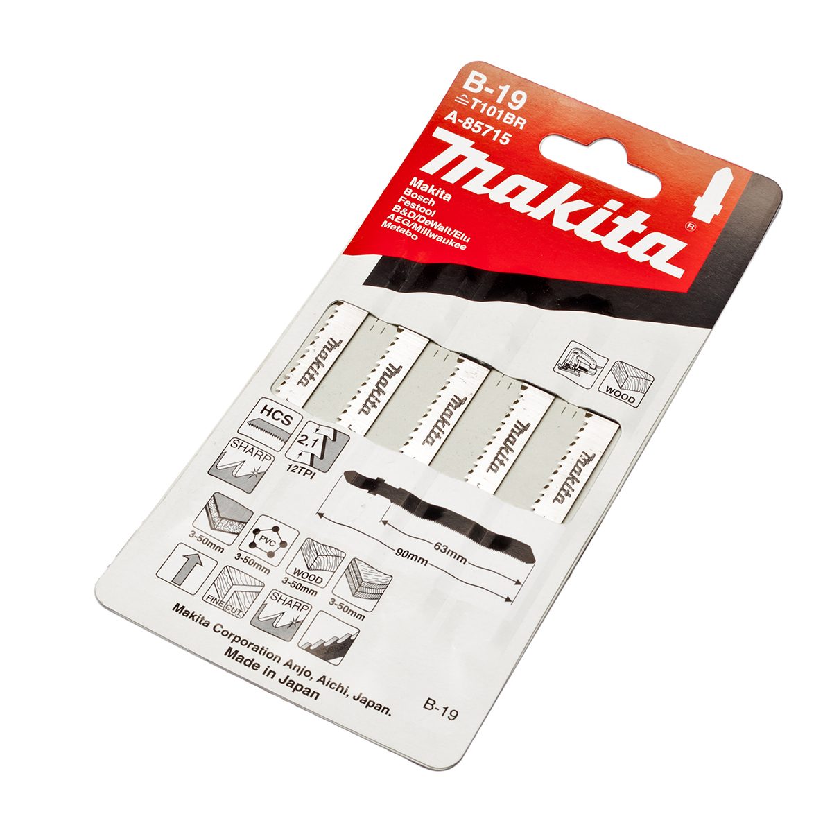 ใบเลื่อยจิกซอ B-19 (5ใบ/1PAC) A-85715