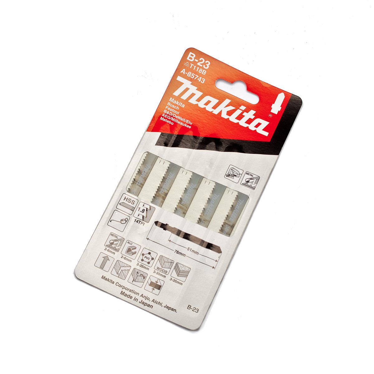 ใบเลื่อยจิกซอ B-23 (5ใบ/1PAC) A-85743