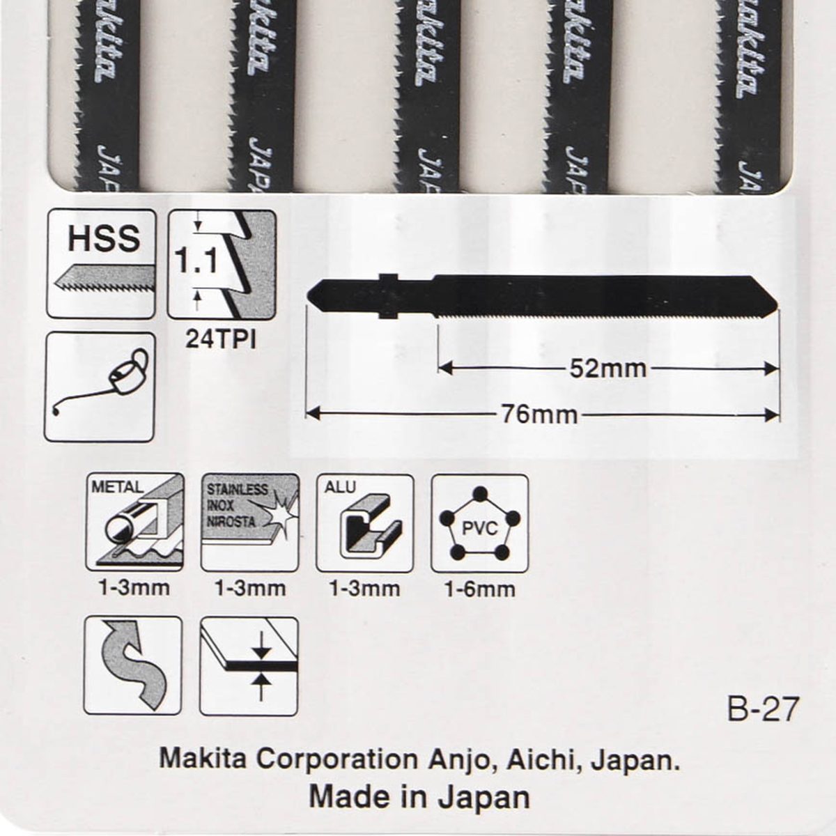 ใบเลื่อยจิกซอ B-27 (5ใบ/1PAC) A-85787