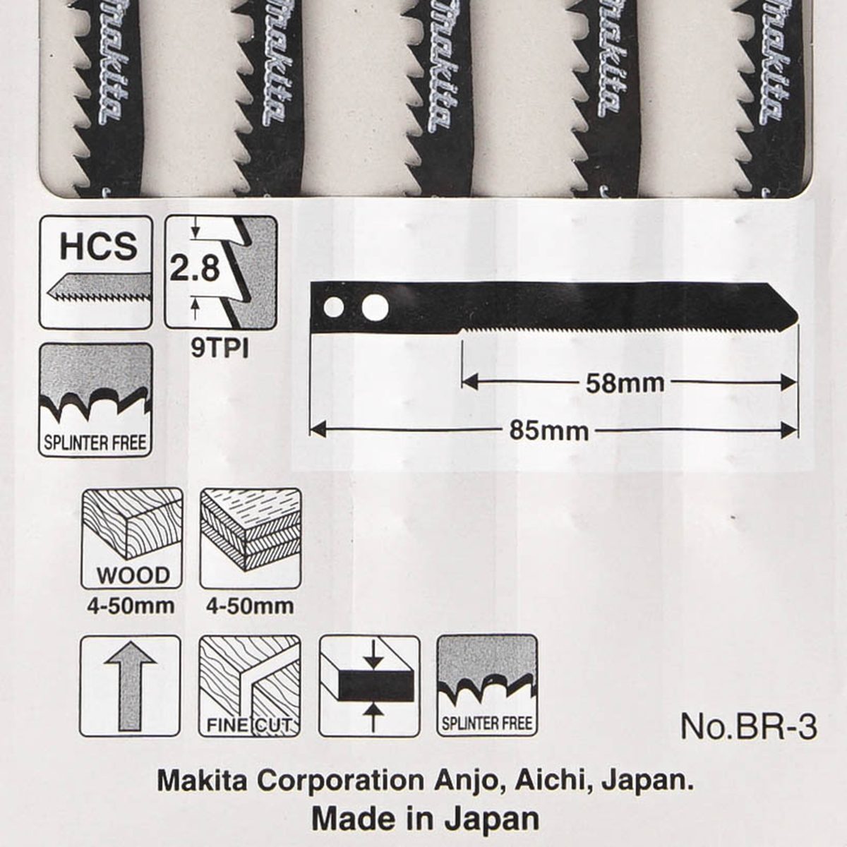 ใบเลื่อยจิกซอ BR-3 (5ใบ/1PAC) A-85933
