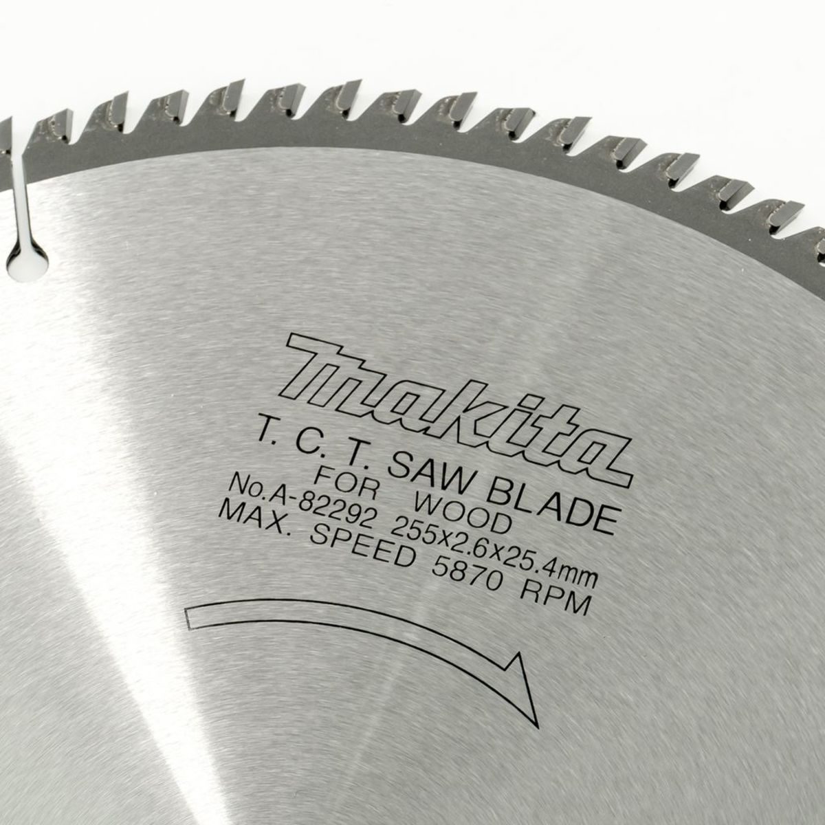MAKITA ใบเลื่อยวงเดือนคาร์ไบด์สำหรับตัดไม้ 10 นิ้ว 100 ฟัน รุ่น A-82292 เส้นผ่านศูนย์กลาง 255 มม. หนา 2.6 มม. (มากีต้า)