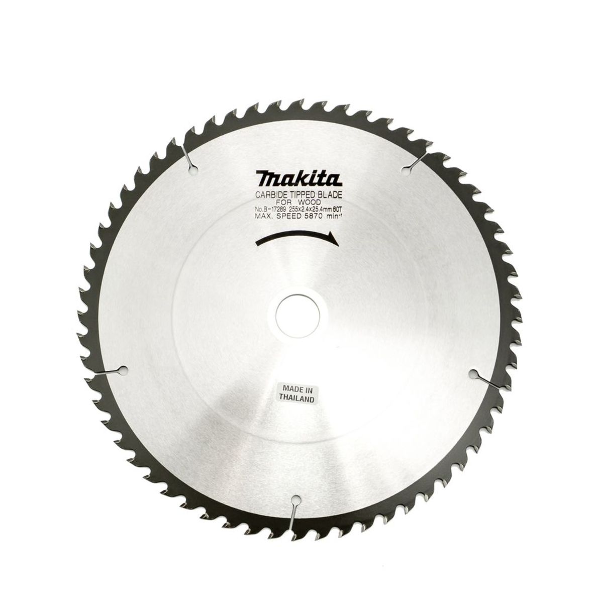 MAKITA ใบเลื่อยวงเดือนคาร์ไบด์สำหรับตัดไม้ 10 นิ้ว 60 ฟัน รุ่น B-17289 เส้นผ่านศูนย์กลาง 255 มม. หนา 2.4 มม. (มากีต้า)