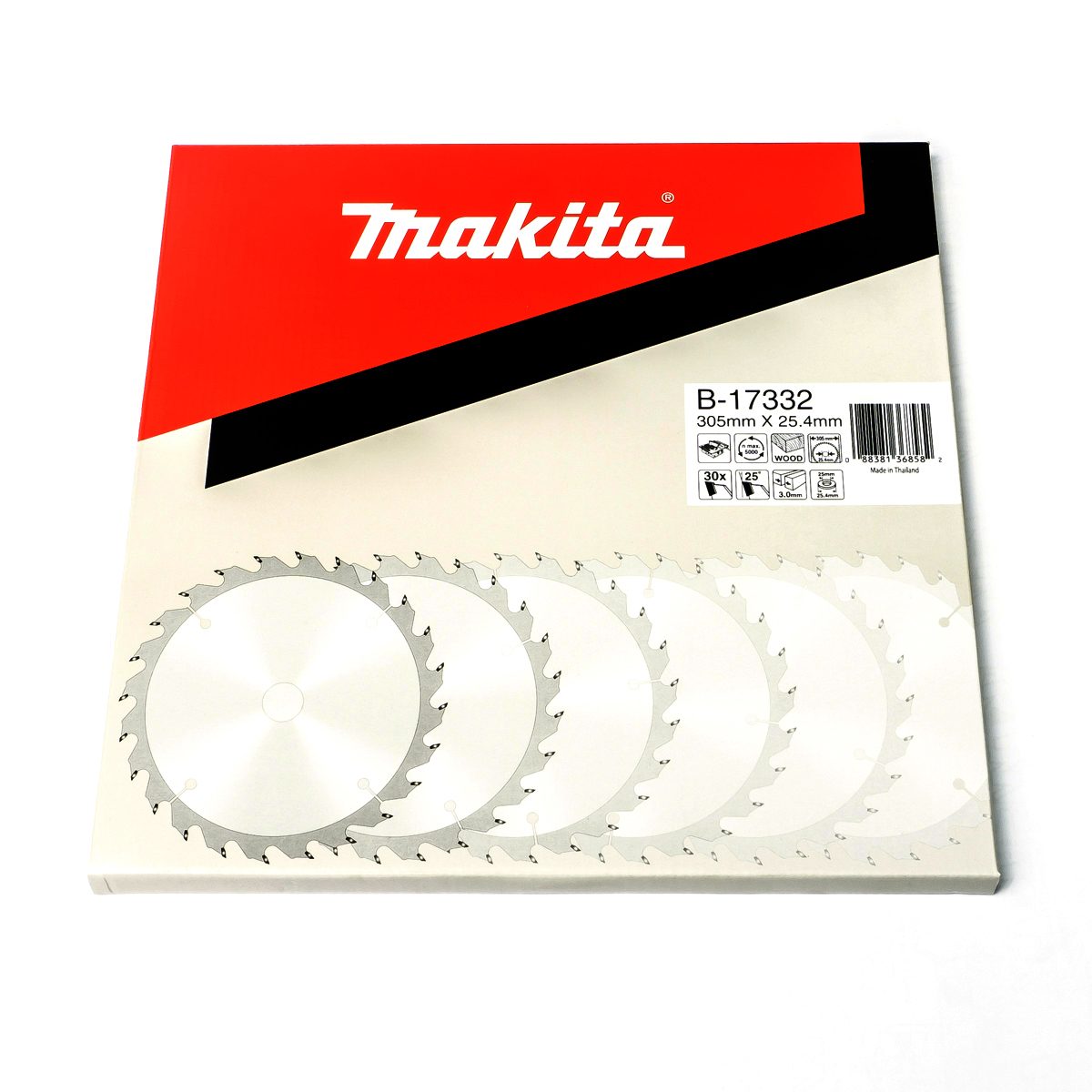 MAKITA ใบเลื่อยวงเดือนคาร์ไบด์สำหรับตัดไม้ 12 นิ้ว 30 ฟัน รุ่น B-17332 เส้นผ่านศูนย์กลาง 305 มม. หนา 3.0 มม. (มากีต้า)