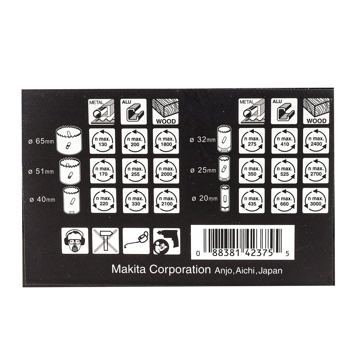 MAKITA ชุดดอก Hole Saw 6 ชิ้น มากีต้า รุ่น D-47139