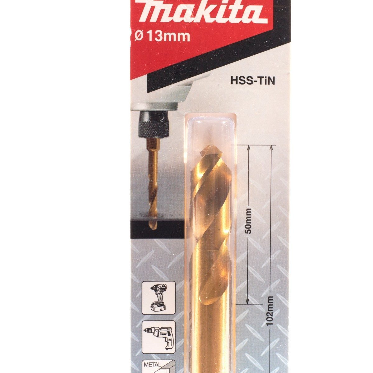 MAKITA ดอกเจาะเหล็กก้านหกเหลี่ยม 13 มม. รุ่น B-51079 ความยาว 102 มม. ความยาวในการใช้งาน 50 มม. ขนาดก้าน 1/4 นิ้ว (มากีต้า)