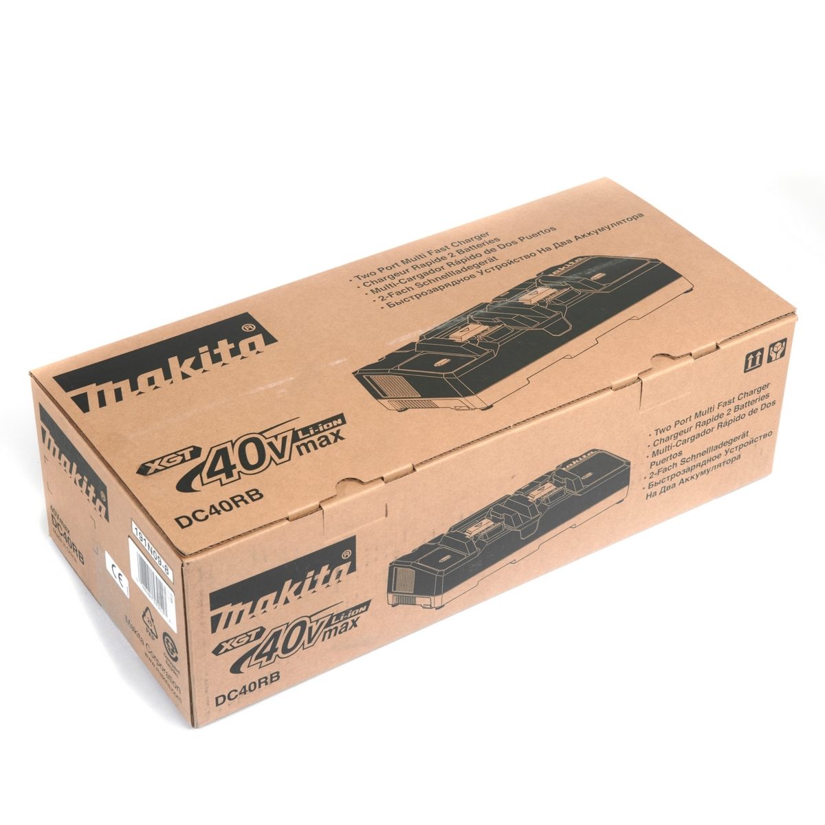 MAKITA เครื่องชาร์จแบตเตอรี่คู่ 40 โวลต์ (ชาร์จคู่) รุ่น DC40RB ใช้กับแบตเตอรี่ รุ่น BL4020 / BL4025 / BL4040 / BL4050F (มากีต้า)