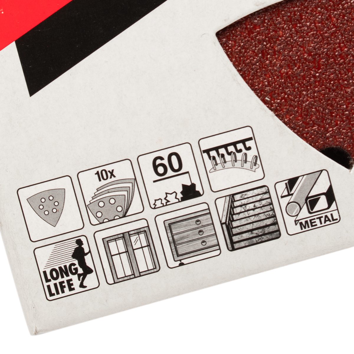 TM3000C (แดง-LONG)กระดาษทรายไม้#60 10/P