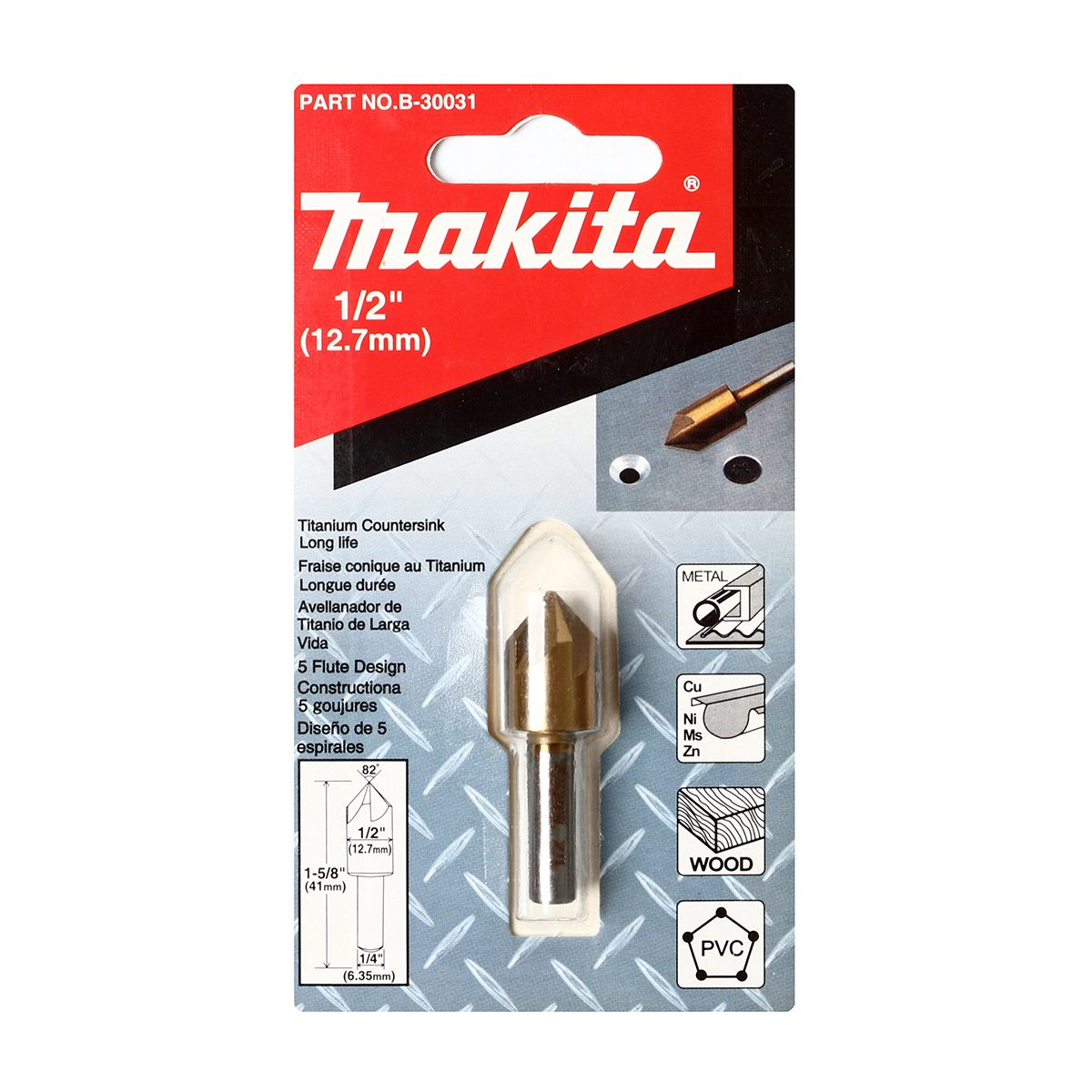 ดอก COUNTERSINK 82 องศา 1/2" ก้านตรง TIN