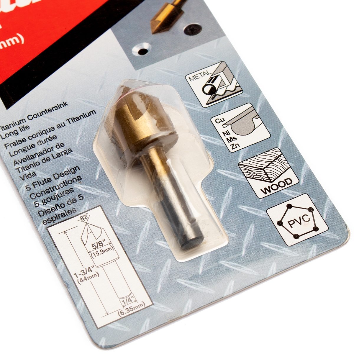ดอก COUNTERSINK 82 องศา 5/8" ก้านตรง TIN