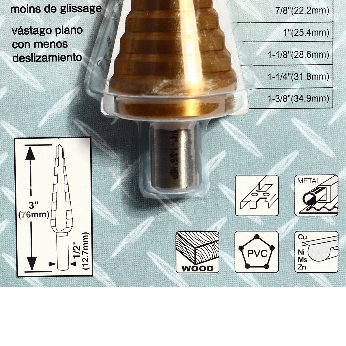 ดอก STEP DRILL 1/4" - 1-3/8" ร่องตรงTI-N