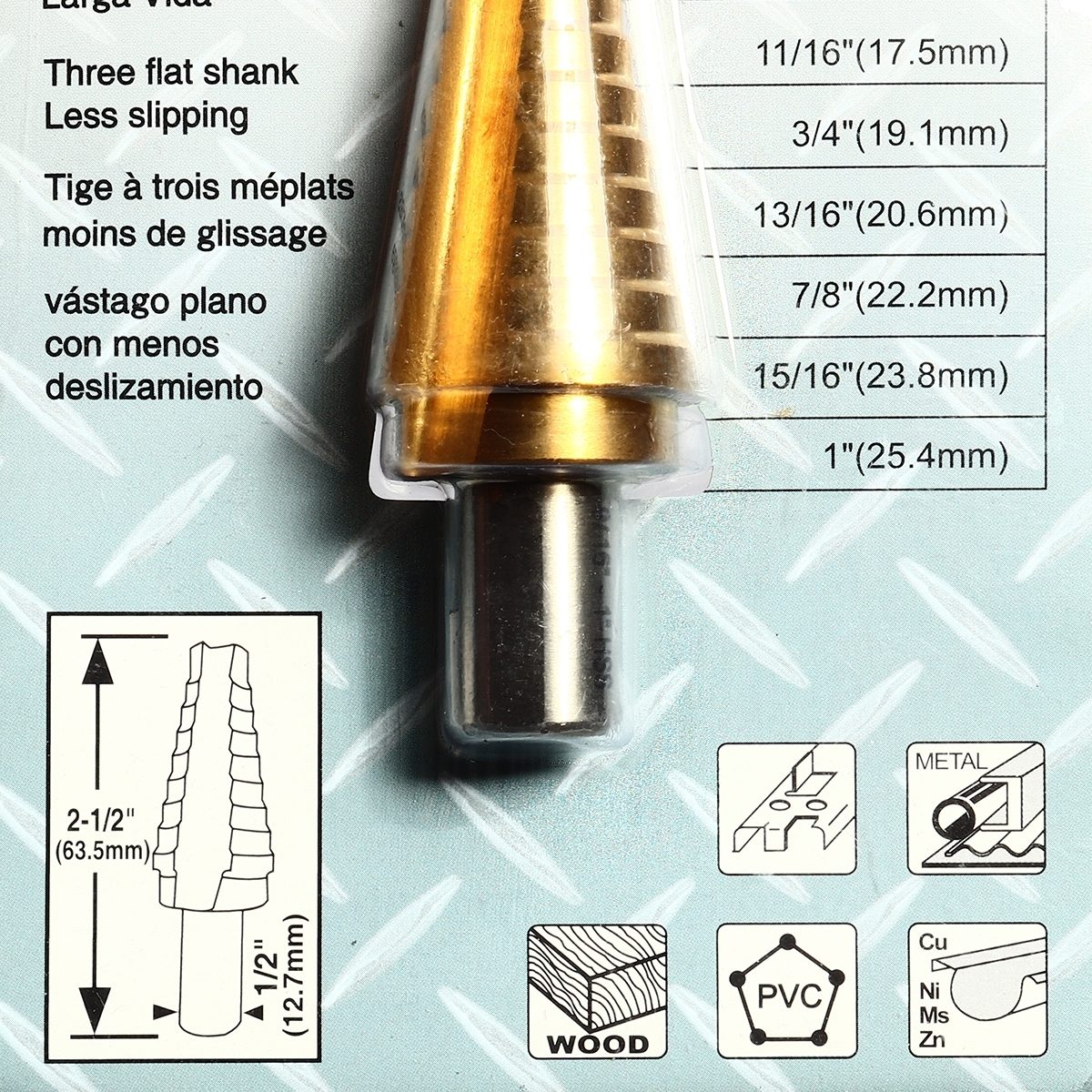 ดอก STEP DRILL 9/16" - 1" ร่องตรงTI-N
