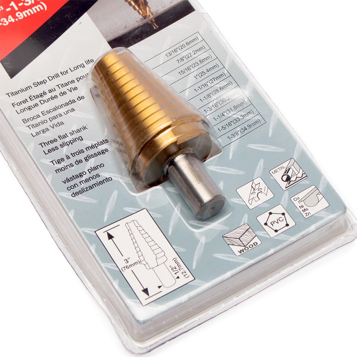 ดอก STEP DRILL 13/16" - 1-3/8" ตรงTI-N