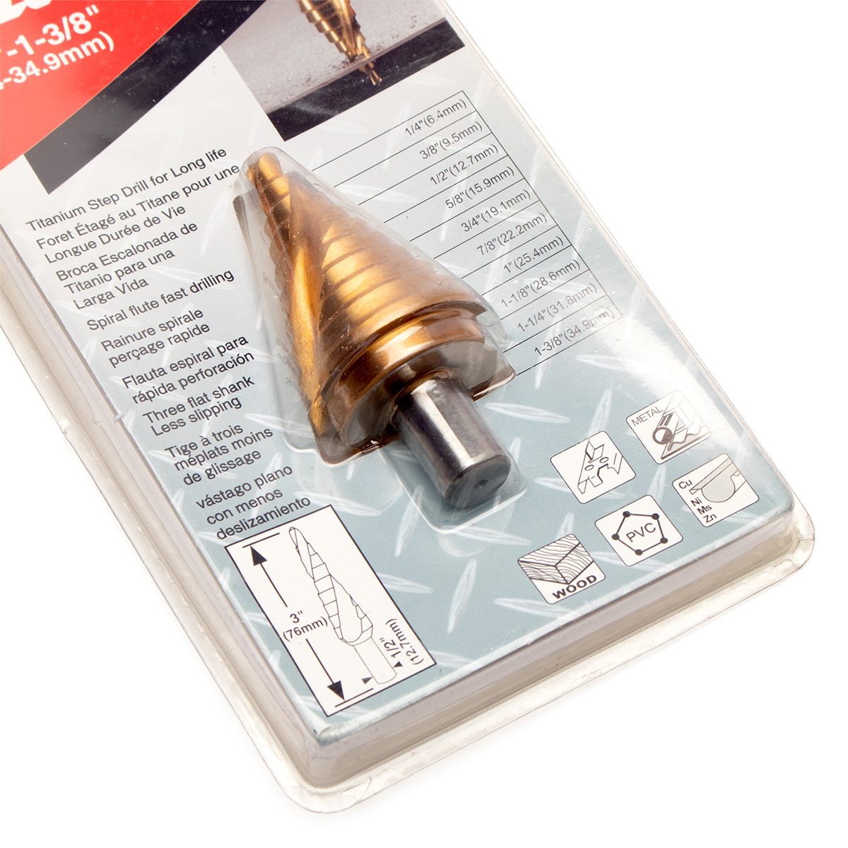 ดอก STEP DRILL 1/4" - 1-3/8" เกลียวTI-N