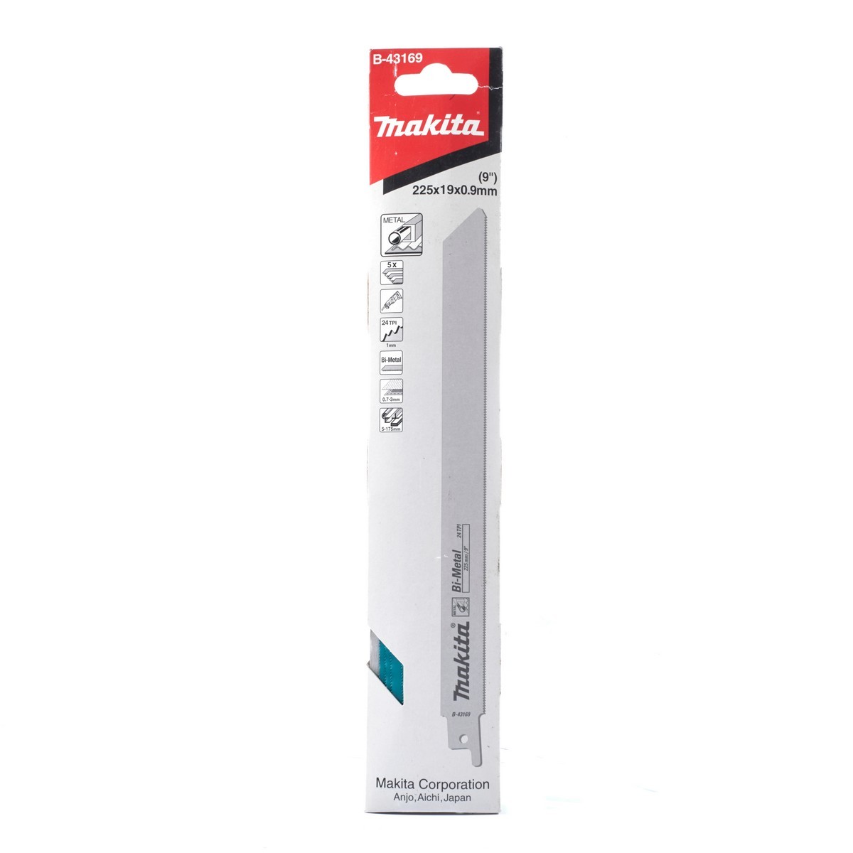 MAKITA ใบเลื่อยชักตัดโลหะ (B-43169) ขนาด 225 มม. 24 ฟัน ใช้กับเครื่องเลื่อยไฟฟ้า รุ่น JR3050T และ JR3051TK บรรจุ 5 ใบ/แพ็ค (มากีต้า)