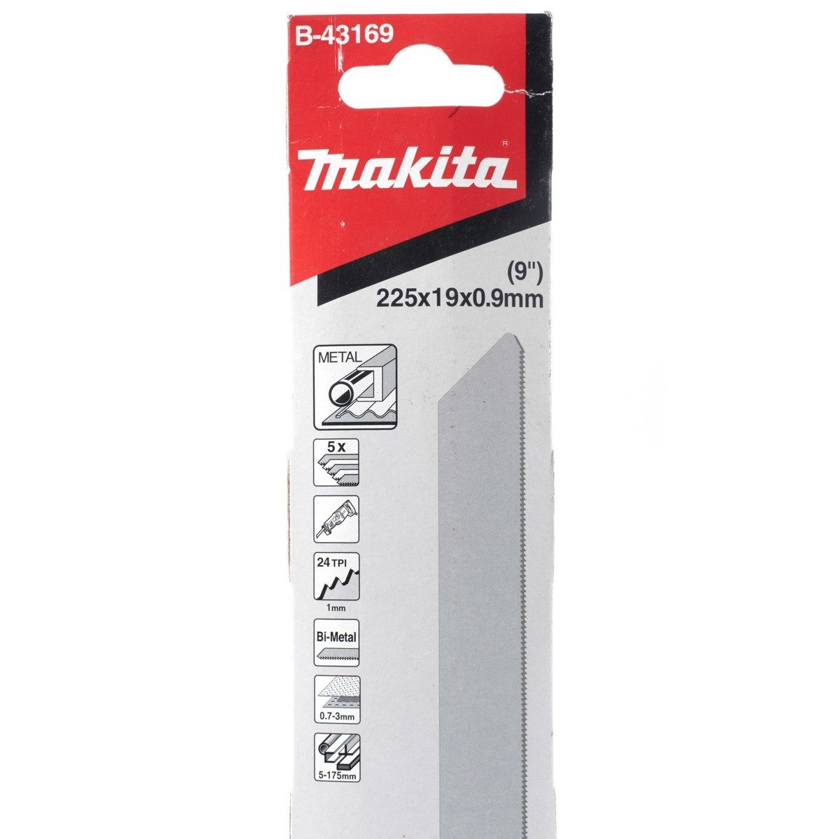 MAKITA ใบเลื่อยชักตัดโลหะ (B-43169) ขนาด 225 มม. 24 ฟัน ใช้กับเครื่องเลื่อยไฟฟ้า รุ่น JR3050T และ JR3051TK บรรจุ 5 ใบ/แพ็ค (มากีต้า)