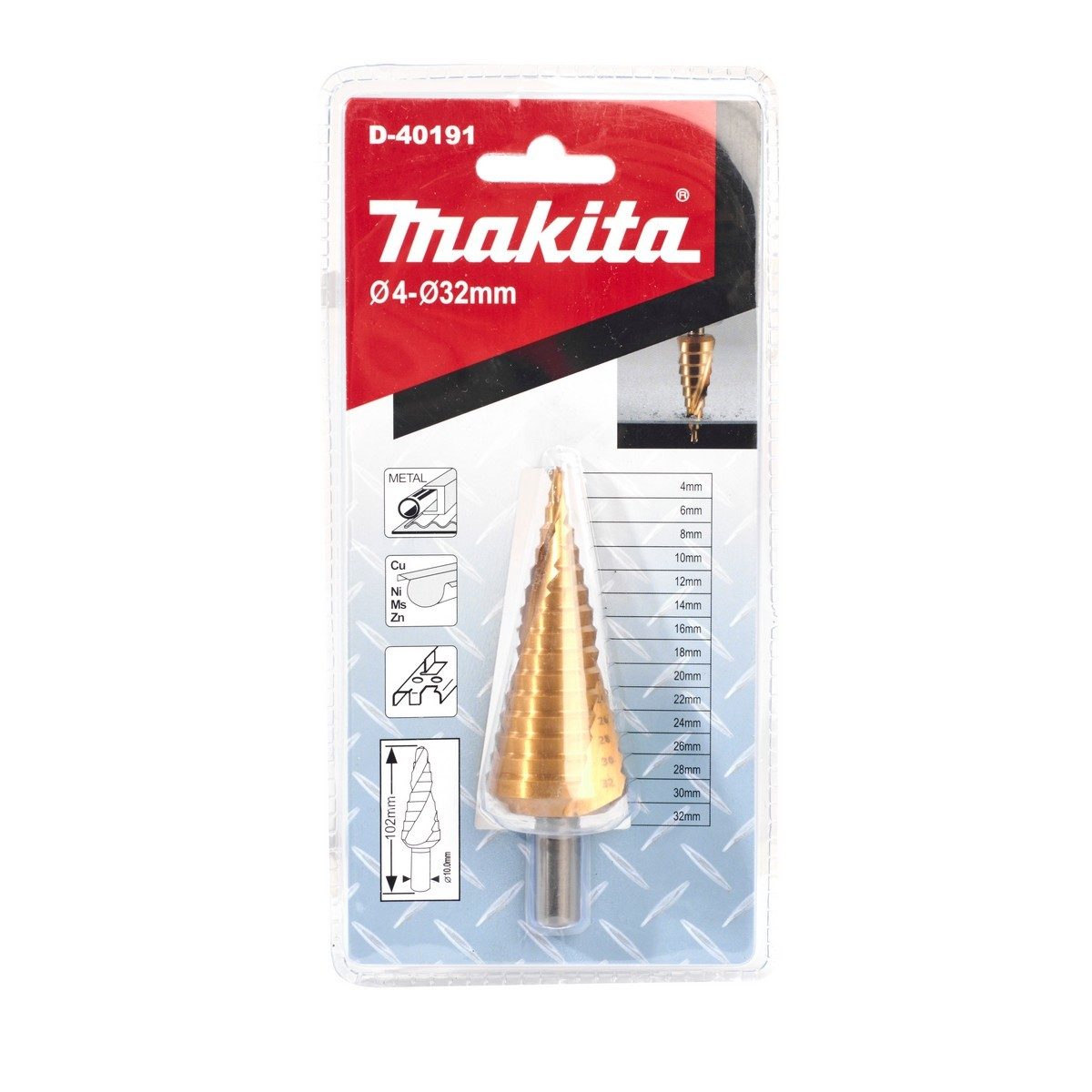 MAKITA (มากีต้า) ดอก Step Drill ขนาด 4-32 มม. ร่องเกลียว เคลือบTitanium สีทอง