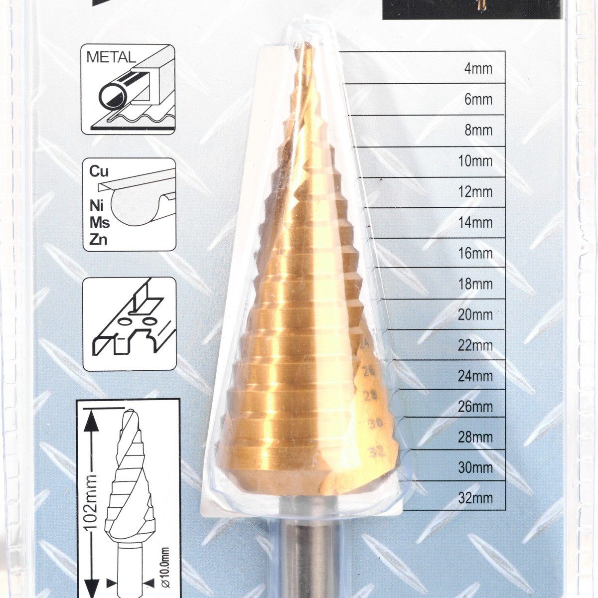MAKITA (มากีต้า) ดอก Step Drill ขนาด 4-32 มม. ร่องเกลียว เคลือบTitanium สีทอง
