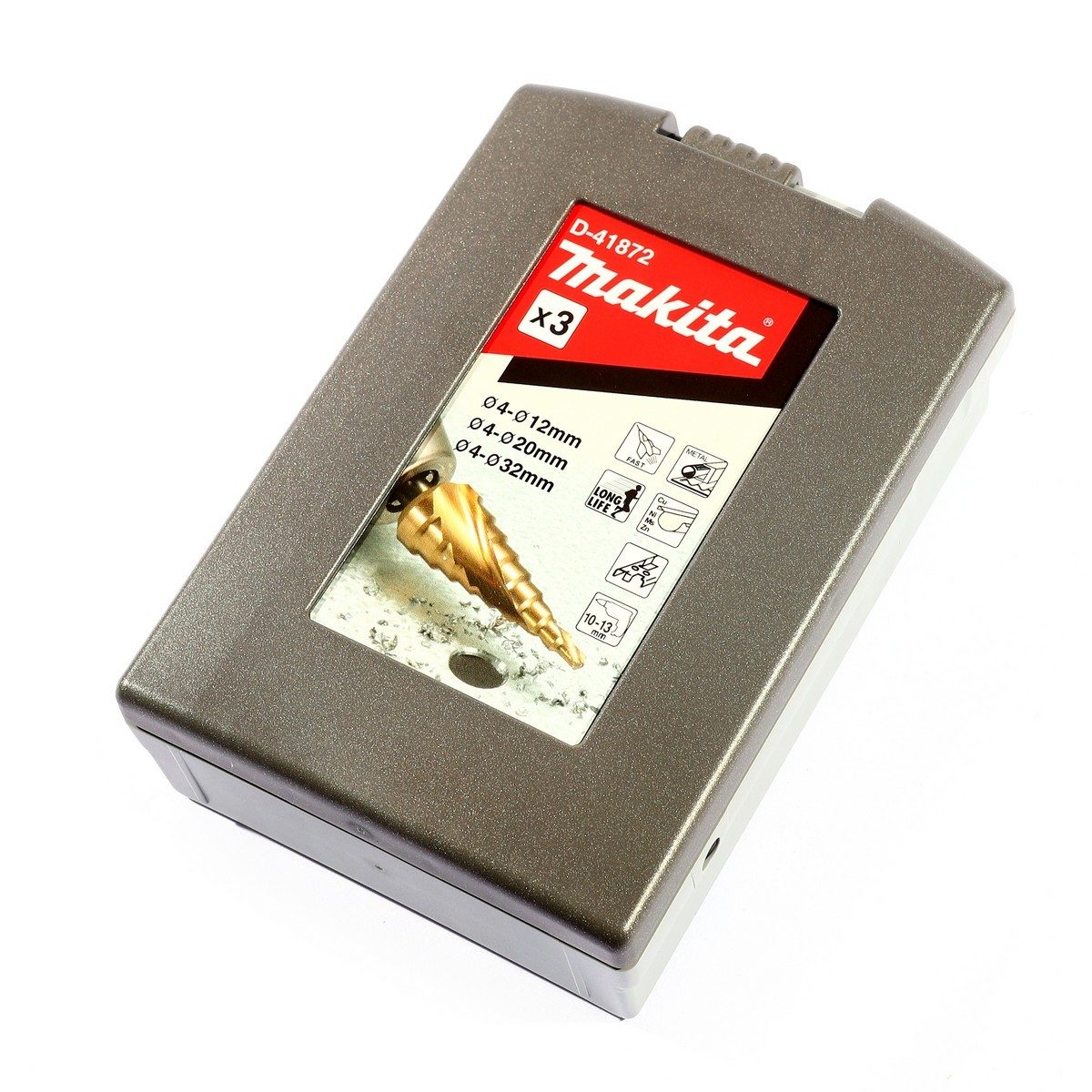 MAKITA ดอก Step Drill 3 ดอก/ชุด (D-41872) ขนาด 4-12, 4-20, 4-32 มม. ร่องตรง เคลือบ Titanium สีทอง (มากีต้า)