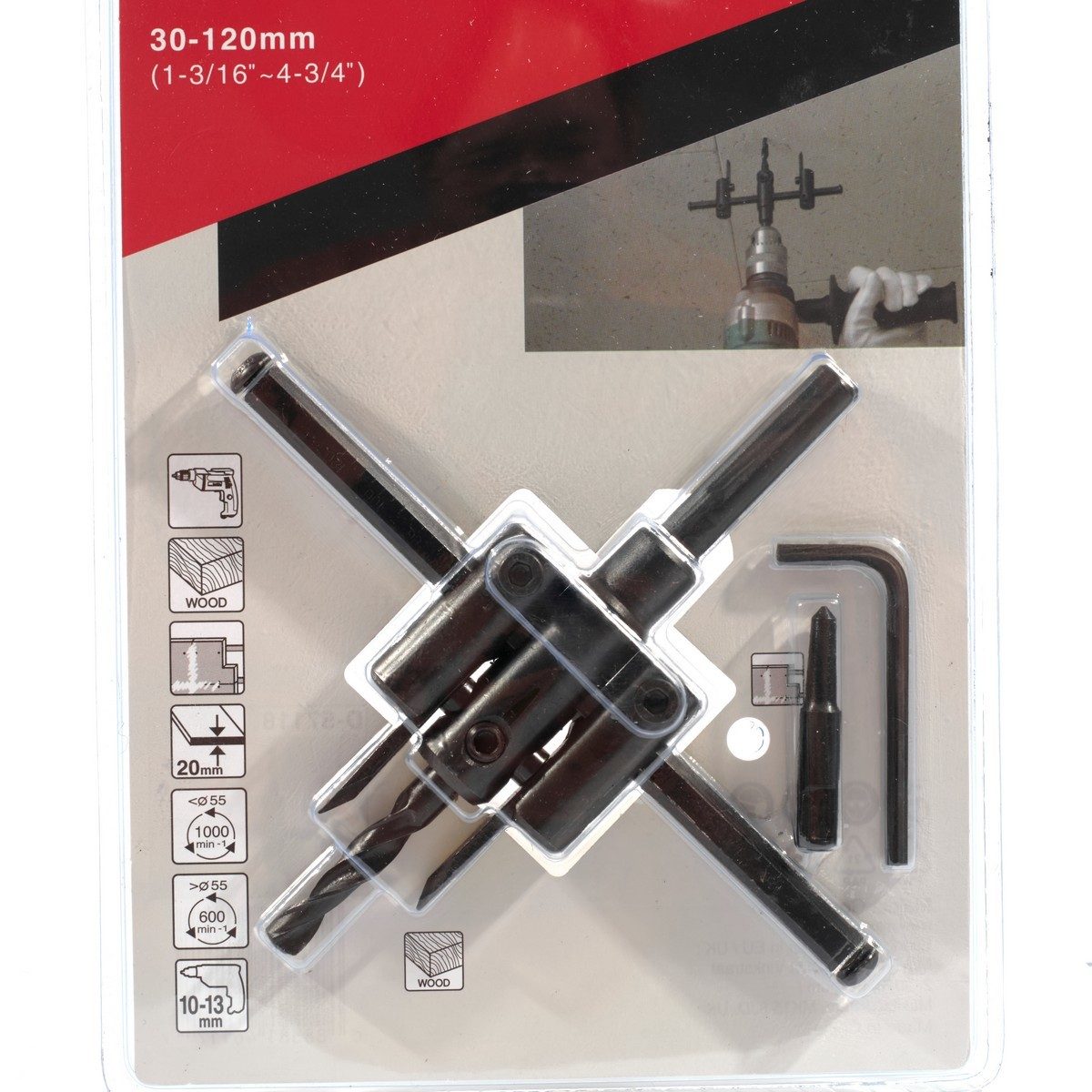 MAKITA โฮลซอร์เจาะฝ้า (D-57093) 30 - 120 มม. ความหนาที่สามารถเจาะได้ 20 มม. ใช้กับหัวจับสว่าน 10 - 13 มม. (มากีต้า)