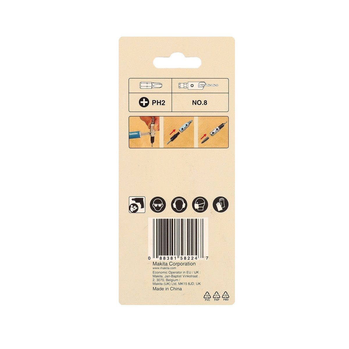 MAKITA ดอกสว่าน + ดอกไขควง (2 IN 1) 8 มม. รุ่น D-73215 (2 ดอก/แพค) (มากีต้า)