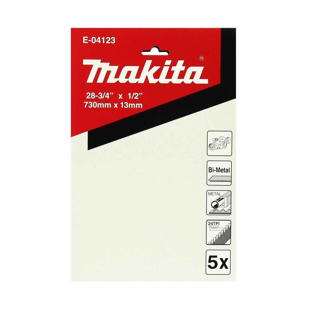 MAKITA ใบเลื่อยสายพาน 24 ฟัน (5 ชิ้น/แพ็ค) แบบ Bi-Metal ใช้กับเครื่องเลื่อยสายพานตัดโลหะ รุ่น DPB184 (มากีต้า)