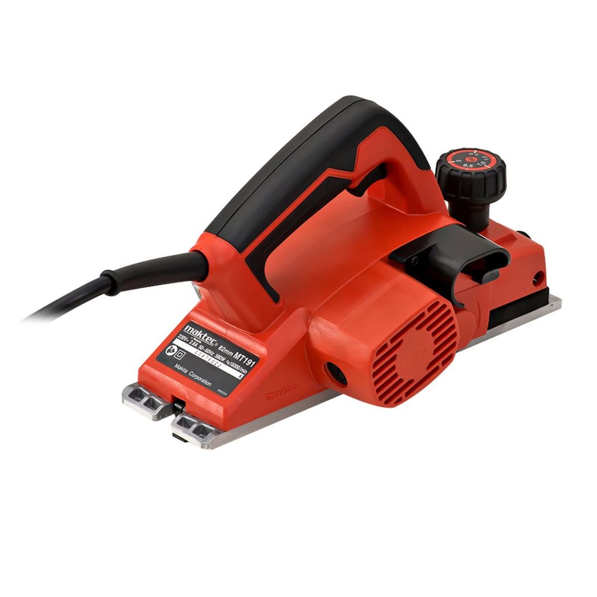 MAKTEC กบไสไม้ไฟฟ้า ขนาด 3-1/4 นิ้ว (82 มม.) กำลังไฟ 580 วัตต์ รุ่น MT-191 กบกินเนื้อไม้ลึก 2 มม. ความเร็วรอบตัวเปล่า 16,000 รอบ/นาที (แมคเท