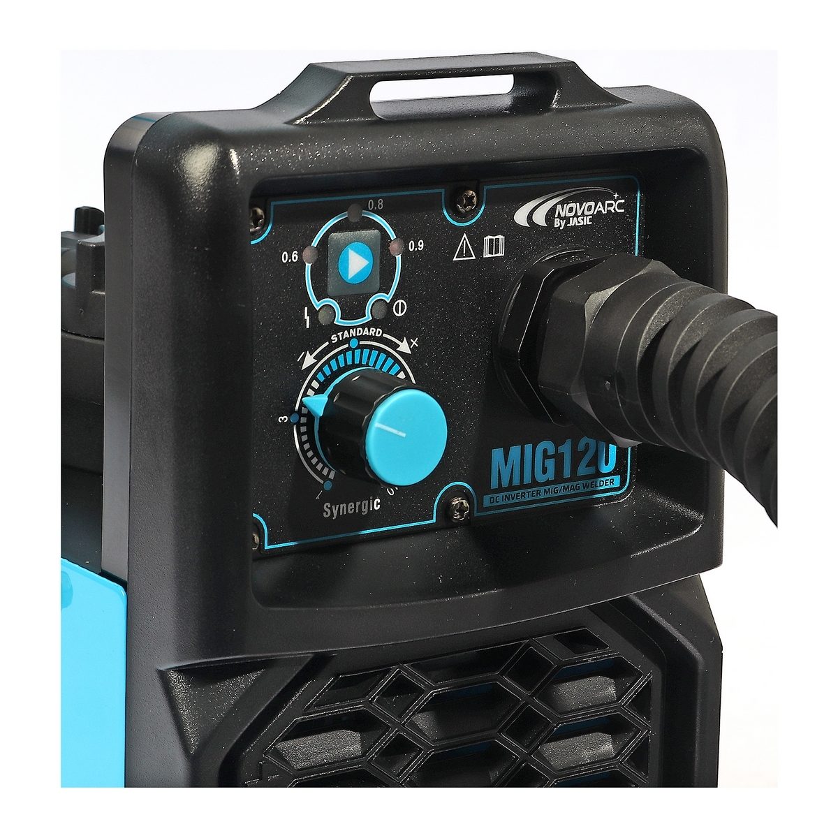 เครื่องเชื่อม MIG โนโว (NOVO) รุ่น MIG120 +ลวด MIG แรงดันไฟเข้า 1 เฟส 220 โวลต์ กำลังไฟเข้า 4.15 KVA กระแสไฟเชื่อม 40-120 แอมป์ ใช้ได้กับลวด
