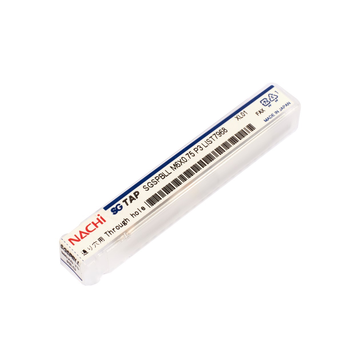 NACHI L7968_M6x0.75 ต๊าปร่องเกลียว รุ่น SG Tap Burrless ขนาดเกลียวต๊าป M6 X 0.75 มม. ความยาวฟัน 19 มม. ความยาวรวม 62 มม. (นาชิ)