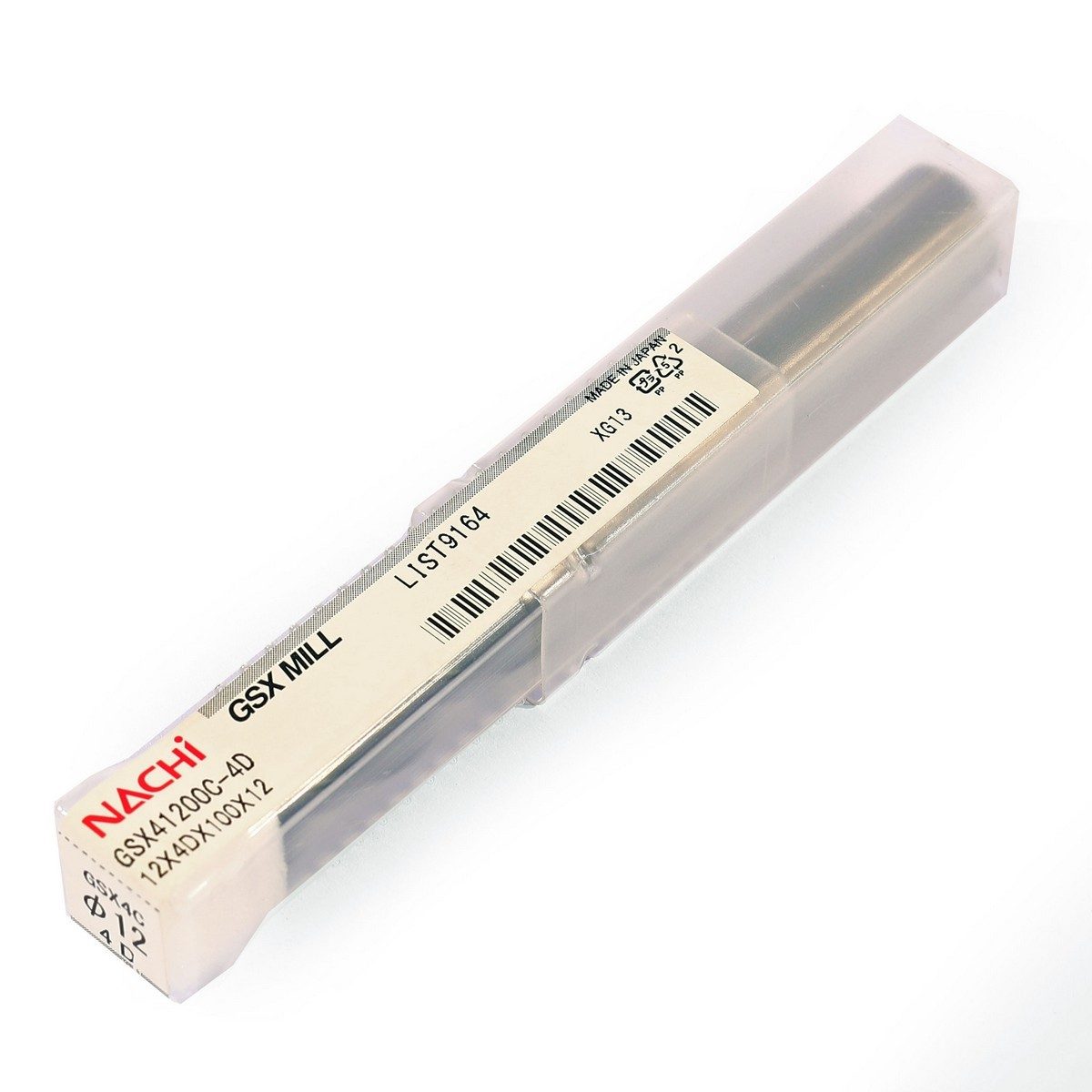 NACHI L9164 ดอกเอ็นมิลล์คาร์ไบด์ 4 ฟัน รุ่น GSX Mill Diameter ขนาดเส้นผ่าศูนย์กลาง 12.0 ขนาดช่วงคมกัด (ความยาวฟัน) เป็น 4 เท่าของ (นาชิ)