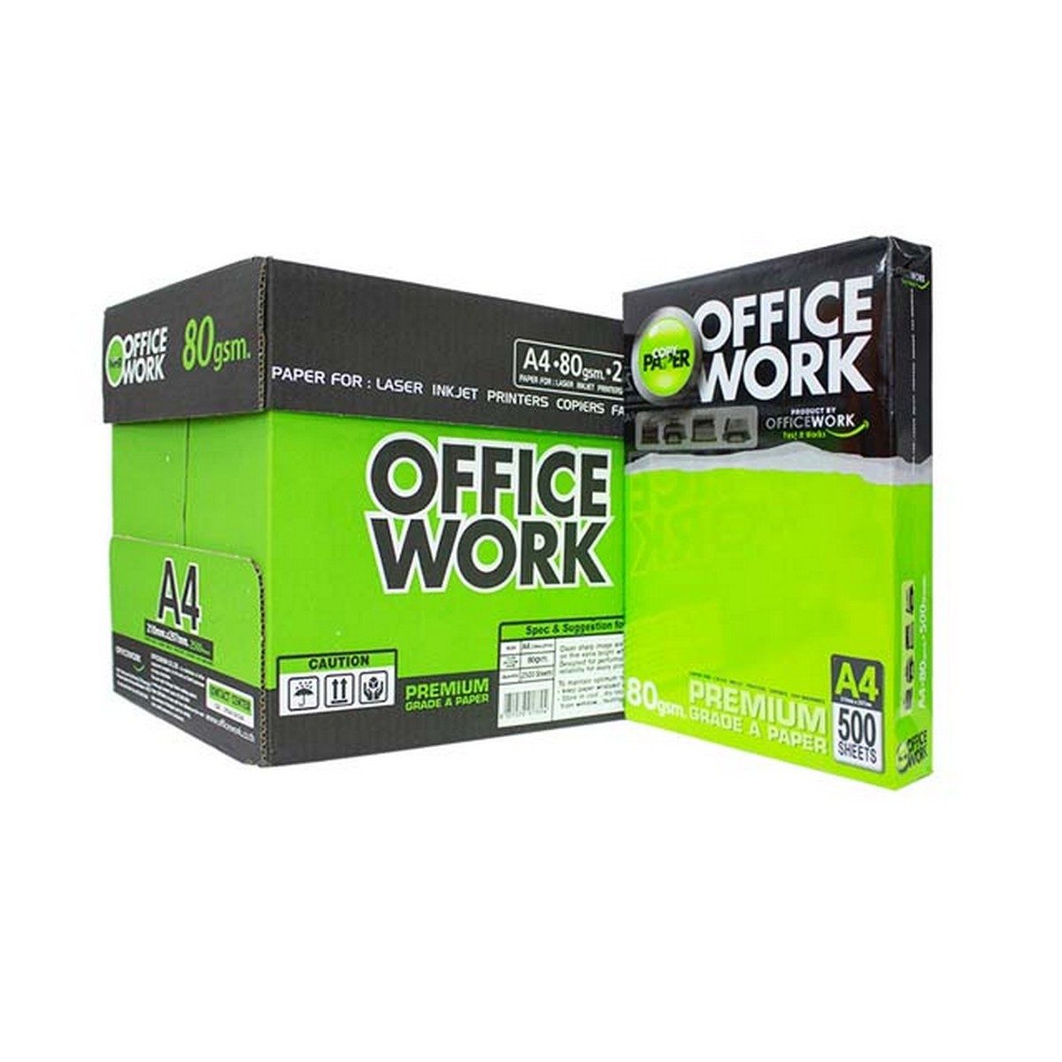 OFFICE WORK กระดาษถ่ายเอกสาร A4 หนา 80 แกรม เรียบเนียนไม่ติดเครื่อง บรรจุ 5 รีม/กล่อง (ออฟฟิศ เวิร์ค)