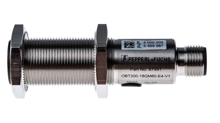 OBT200-18GM60-E4-V1, Pepperl + Fuchs Diffuse Photoelectric Sensor, Barrel Sensor, 200 mm Detection Range