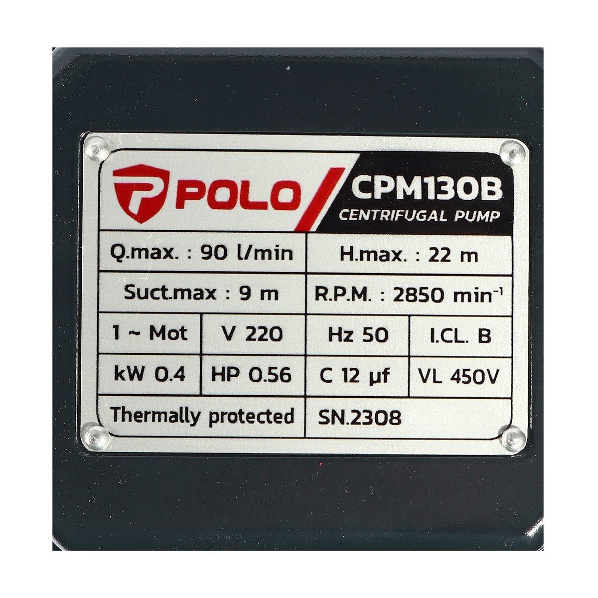 POLO ปั๊มหอยโข่ง ท่อ 1 นิ้ว กำลังมอเตอร์ 0.5 แรงม้า รุ่น CPM-130B ส่งสูงสุด 22 ม. เรือนปั๊มทำจากเหล็กหล่อ ใบพัดผลิตจากทองเหลือง (โปโล)