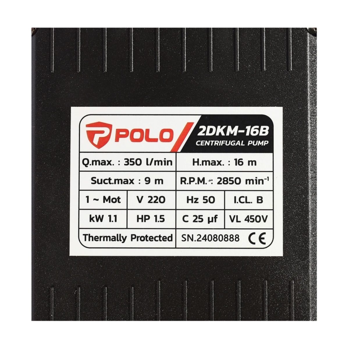 POLO ปั๊มหอยโข่ง 1.5 แรงม้า ท่อ 2 X 2 นิ้ว รุ่น 2DKM-16B ส่งสูงสุด 16 ม. ปริมาณน้ำสูงสุด 350 ลิตร/นาที (โปโล)