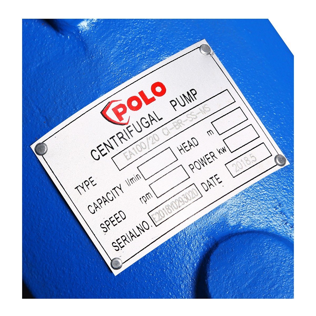 POLO ปั๊มเพลาลอย 380V รุ่น EA100/20 มอเตอร์ 10/75 แรง ปริมาณน้ำ 180/360 ลบ.ม./ชม. ส่งสูง 17/68 ม. ท่อ 125X100 มม. (โปโล)