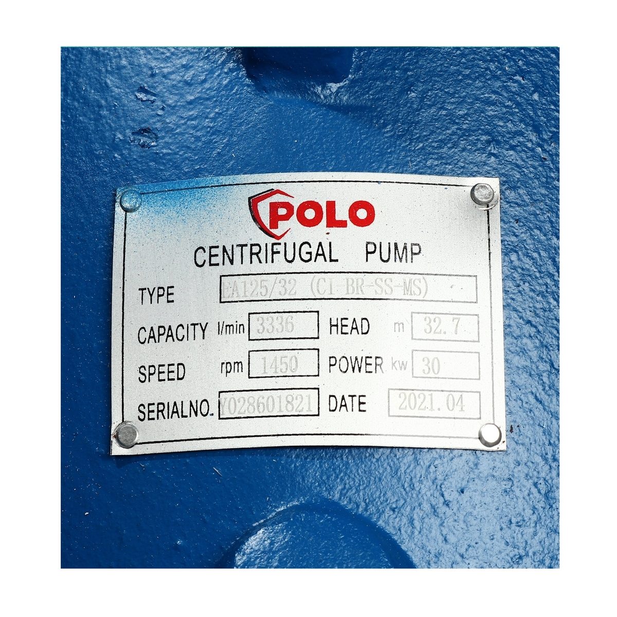 POLO ปั๊มเพลาลอย 380V รุ่น EA125/32 มอเตอร์ 50 แรง ปริมาณน้ำ 324 ลบ.ม./ชม. ส่งสูง 36 ม. ท่อ 150X125 มม. (โปโล)