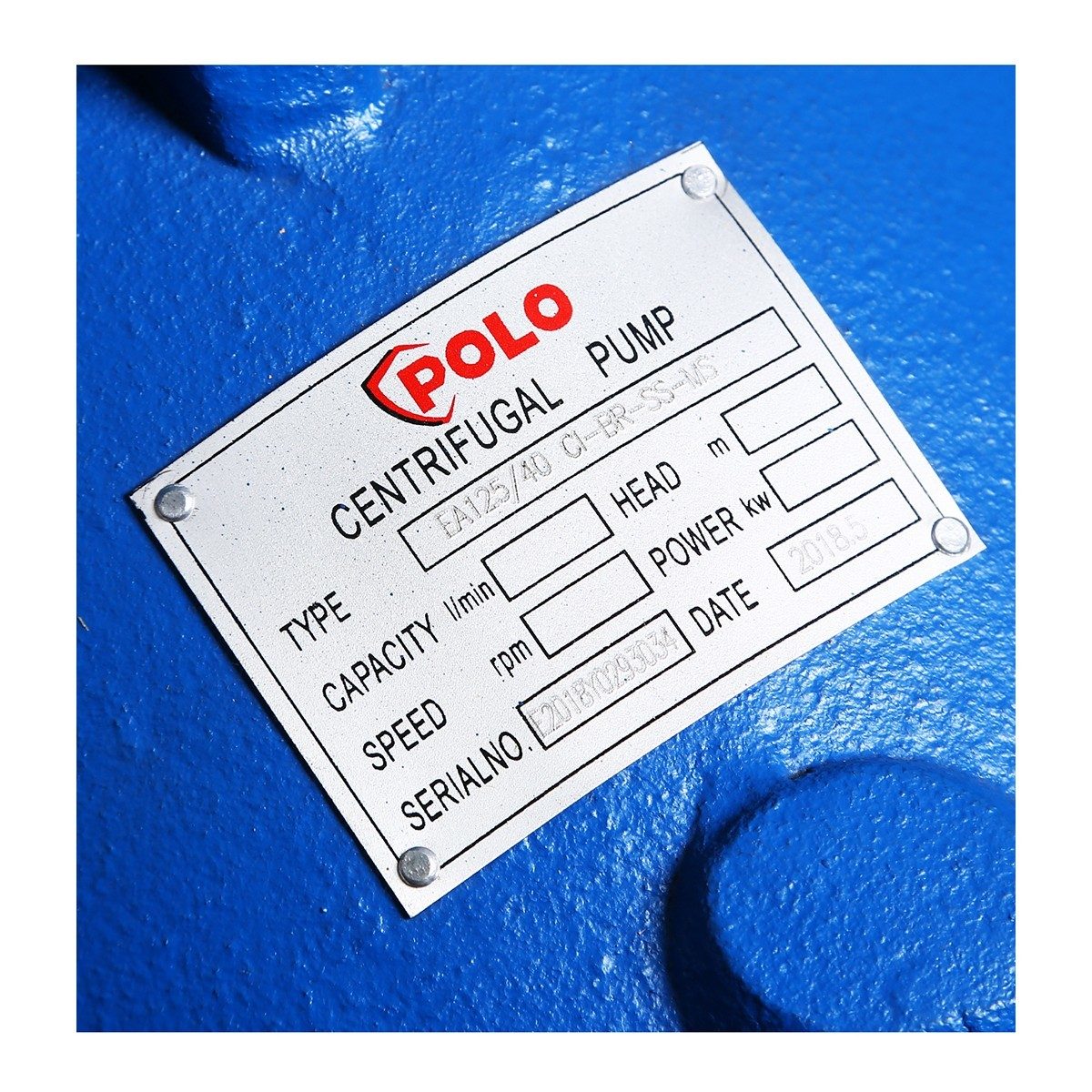 POLO ปั๊มเพลาลอย 380V รุ่น EA125/40 มอเตอร์ 75 แรง ปริมาณน้ำ 288 ลบ.ม./ชม. ส่งสูง 50 ม. ท่อ 150X125 มม. (โปโล)