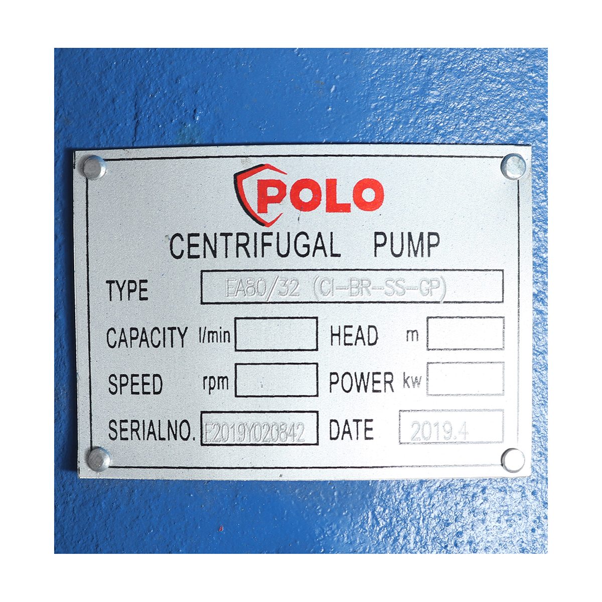 POLO ปั๊มเพลาลอย 380V รุ่น EA80/32 มอเตอร์ 20/150 แรง ปริมาณน้ำ 130/270 ลบ.ม./ชม. ส่งสูง 35/142.5 ม. ท่อ 100X80 มม. (โปโล)