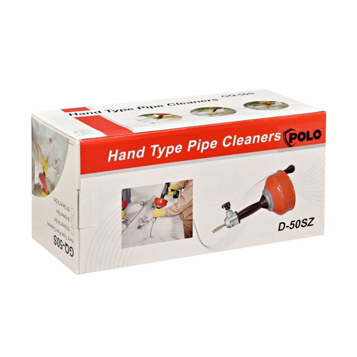 POLO เครื่องล้างท่อแบบมือหมุน 2IN1 รุ่น D-50SZ เหมาะกับทำความสะอาดท่อขนาด 20 - 75 มม. (3/4 นิ้ว - 3 นิ้ว) สายยาว 7.6 ม. (โปโล)