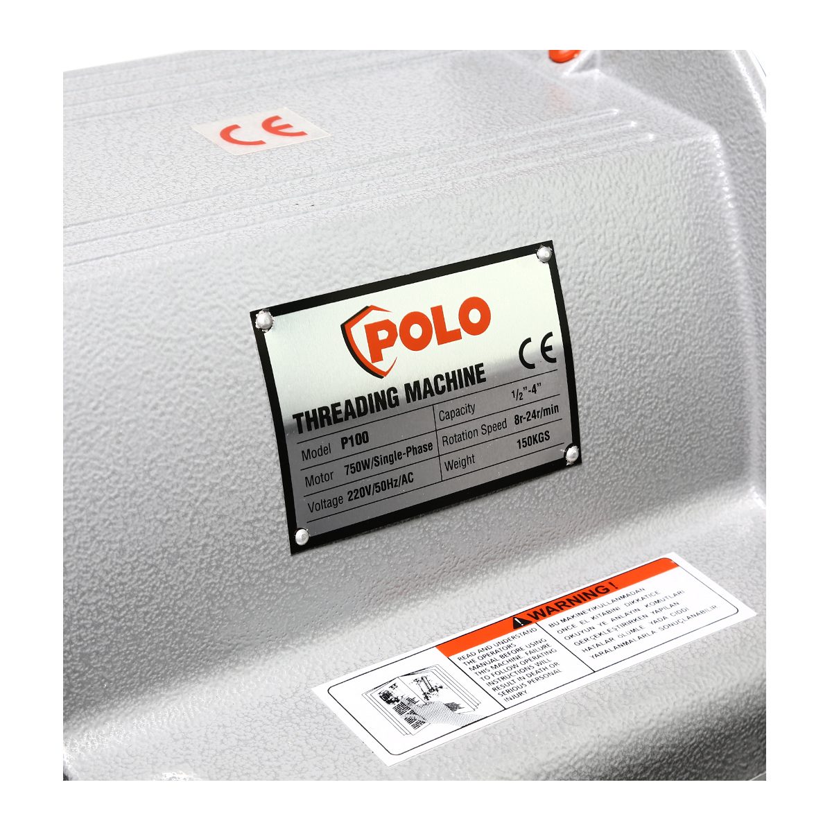 POLO ต๊าปเกลียวไฟฟ้า 750 วัตต์ ความสามารถในการต๊าป 1/2 นิ้ว - 4 นิ้ว รุ่น P100 ความเร็วรอบ 24 / 8 รอบ/นาที ระบบ Automatic (โปโล)