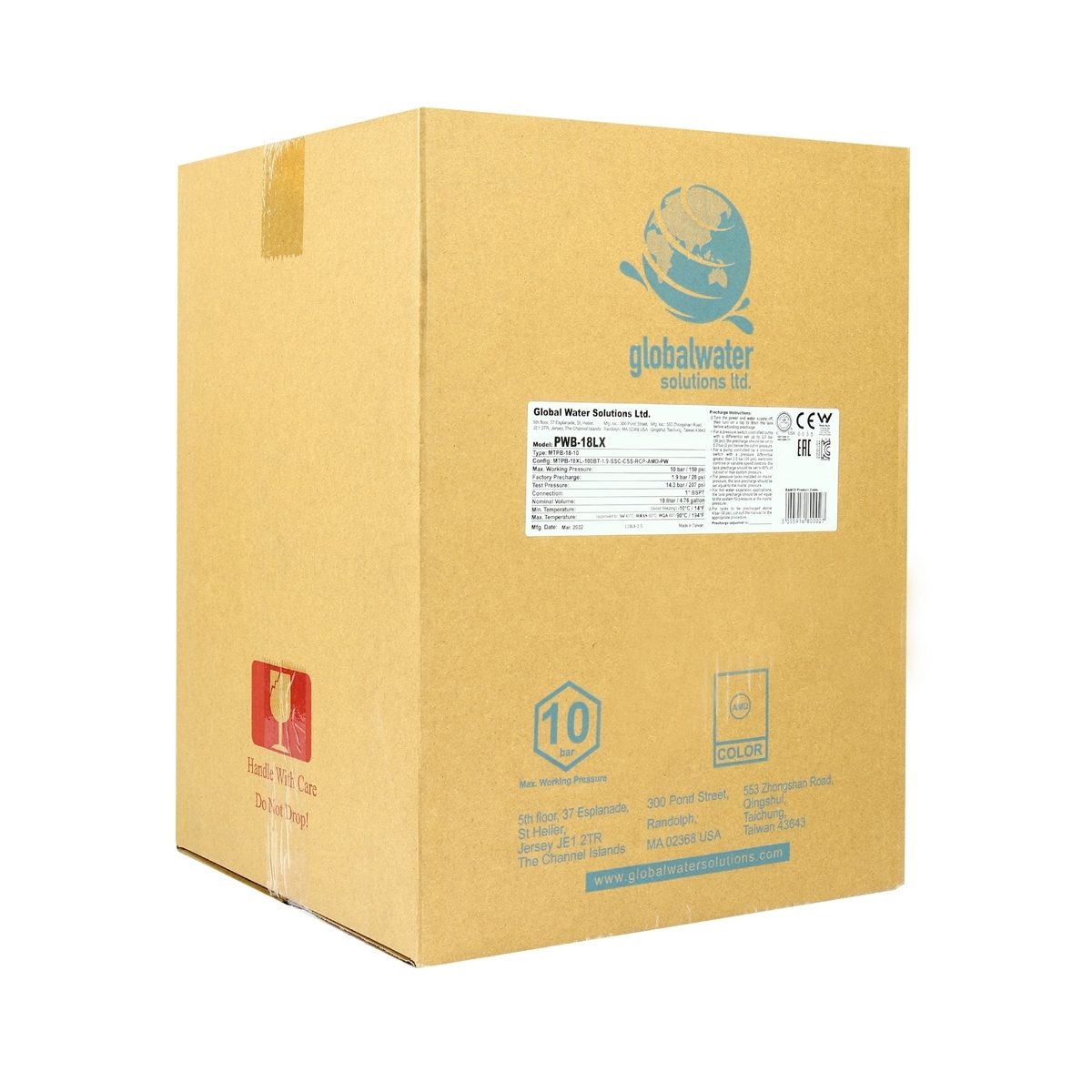 PRESSURE WAVE (เพรสเชอร์ เวฟ) ถังแรงดันไดอะแฟรม 18 ลิตร รุ่น PWB-18LX มาตรฐานอเมริกา เหมาะสำหรับระบบเพิ่มแรงดัน ใช้เก็บกักน้ำที่มีอุณหภูมิสู