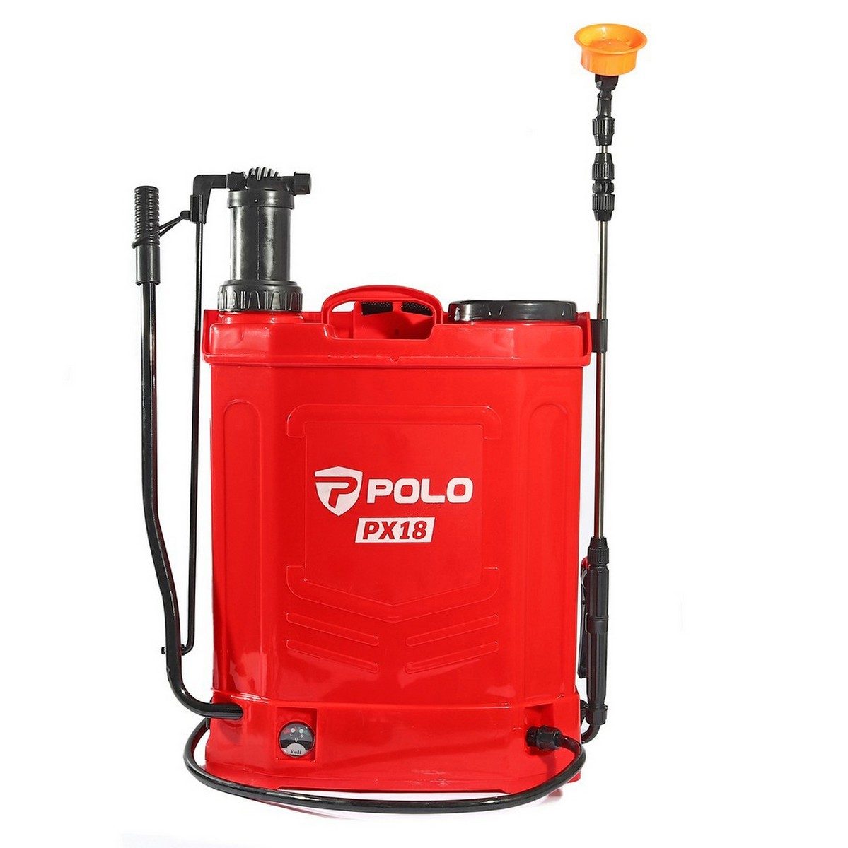 POLO เครื่องพ่นยาแบตเตอรี่ 2IN1สะพายหลัง 12V ขนาด 18 ลิตร รุ่น PX18 สายพ่นยายาว 1.2 ม. ชาร์จแบต 6 ชม. ใช้งานต่อเนื่อง 3 - 4 ชม. ชาร์จตรงกับไ