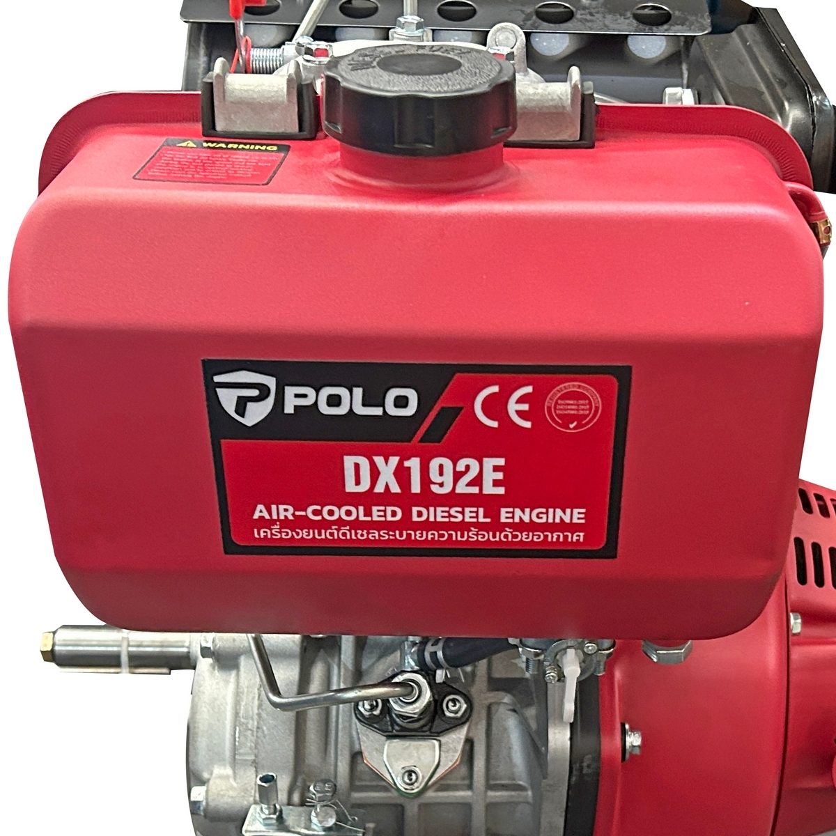 POLO เครื่องยนต์ดีเซลสตาร์ทไฟฟ้า 12.0 แรงม้า รุ่น DX192E กระบอกสูบ 499 ซีซี ความเร็วรอบ 3,600 รอบ/นาที ความจุถังน้ำมันเชื้อเพลิง 5.5 ลิตร (โ