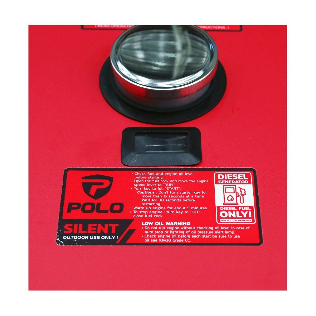 POLO เครื่องปั่นไฟดีเซล Silent Type กำลังไฟ 5.5 กิโลวัตต์ กำลังเครื่องยนต์ 9.4 แรงม้า รุ่น KDX7500ES ถังน้ำมัน 14.5 ลิตร สตาร์ทกุญแจระบบไฟฟ้